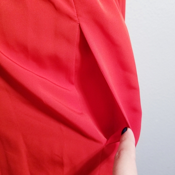 Vintage 80's 90's retro Albert Nipon red white secretary office party dress 12 - Picture 6 of 8